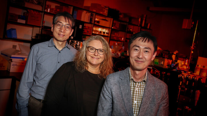 Hyun-Seob Song (left), associate professor of biological systems engineering and food science and technology; Karrie Weber (center), professor of Earth and atmospheric sciences and biological sciences; and Seunghee Kim, associate professor of civil engineering, are studying hydrogen found in the Midcontinent Rift as a potential energy source.