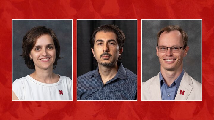 Portraits of three individuals, from left to right: Lucia Fernandez-Ballester, Ozan Ciftci, and Robert Streubel.